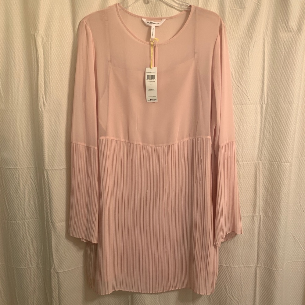 BCBGeneration Pink Pleated Dress Size Large